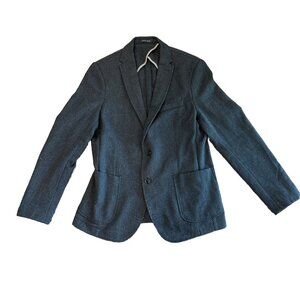 Zara Man Blazer Men's Blue Textured Knit Jacket - Size 44